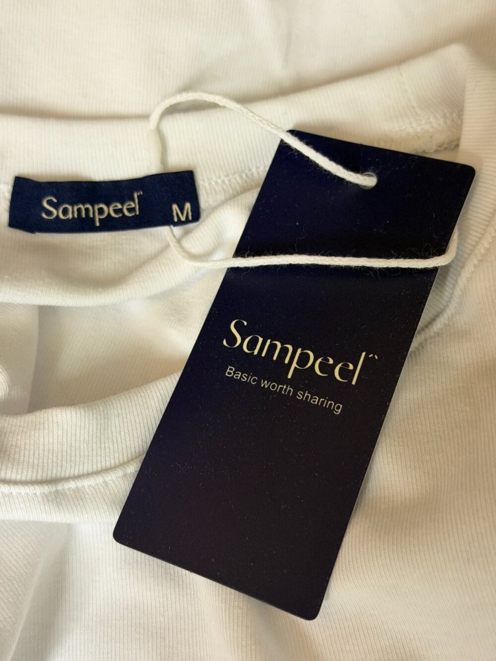 Sampeel Crop T Shirt Knit Top Blouse Crewneck Women White M NWT - Picture 6 of 9